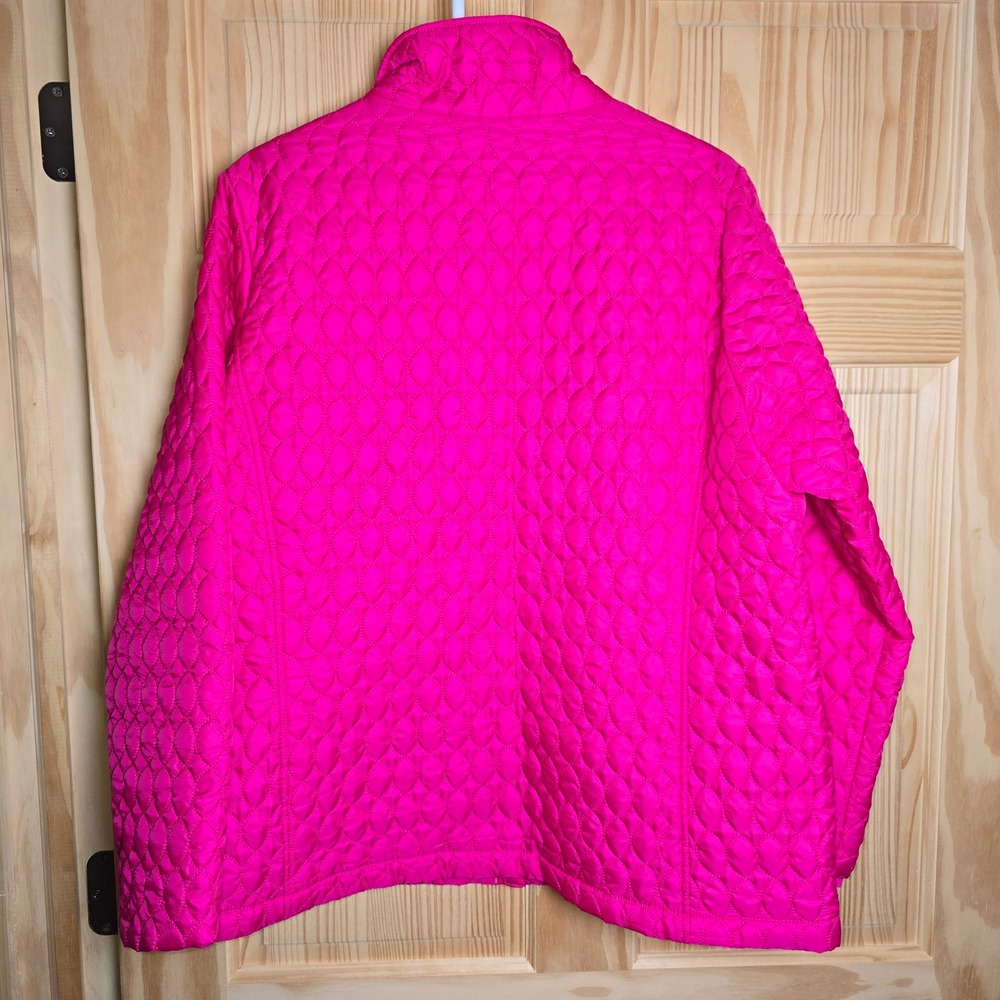 Lands' End 1X Women's Fuschia Pink Zip Up Quilted Coat with Pockets - Picture 2 of 9
